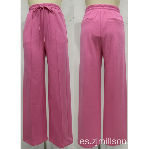 Pantalones de piernas rectas de cintura elástica de las mujeres